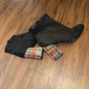 Betsy Johnson Black Multi Colored Rhinestone Heel Ankle Boot